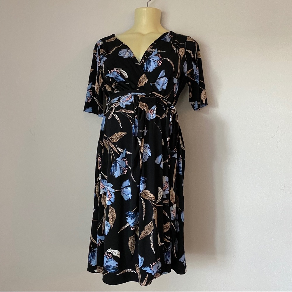 Motherhood Maternity Waist Tie Surplice Dress